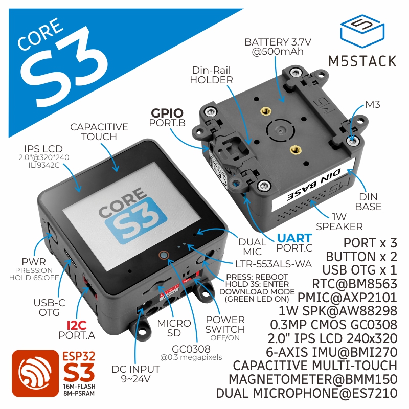 M5Stack Official ESP32-S3 2.0- - M5Stack Core2 评论和价格